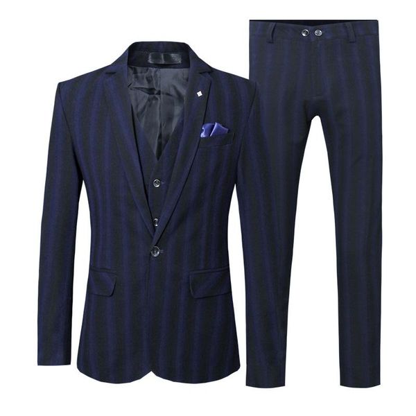 

men's suits & blazers luxury suit 3 piece fashion boutique strip wedding business casual large size blazer banquet party dress set, White;black