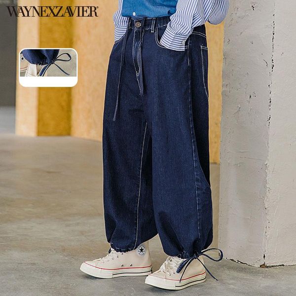 

men's jeans waynexzavier 2021 fashion cotton denim hip hop slack bottom joggers streetwear skinny blue pants trousers men
