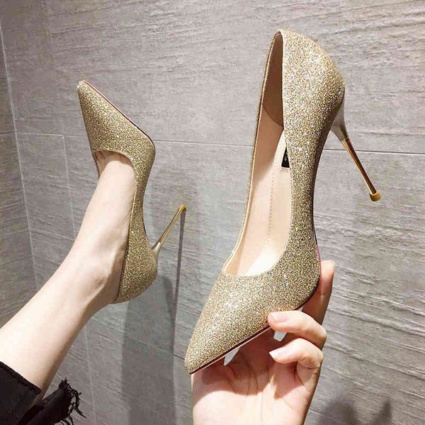 

sandals working stiletto shoes female 2021 spring shallow mouth pointed single banquet dress bride bridesmaid f4r3, Black