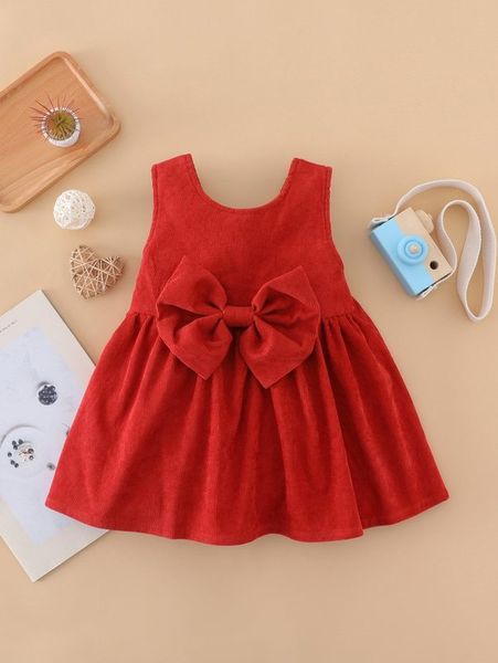 

baby girl bow front smock dress she, Red;yellow
