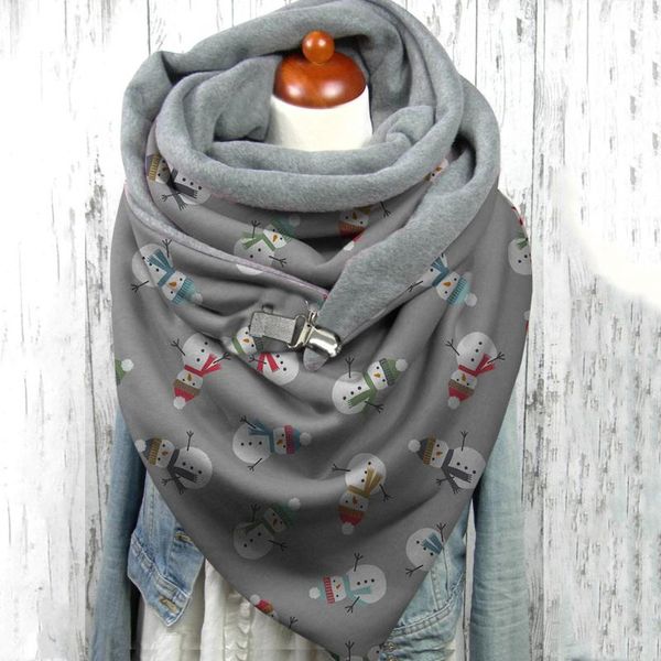 

scarves winter scarf women christmas print button soft wraps casual warm shawls functional retro femme foulard bufand, Blue;gray