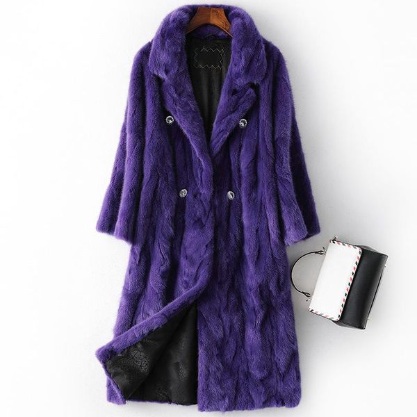 

women's fur & faux real mink coat female jacket long autumn winter clothes women korean coats 2021 ropa de mujer hq19-lhm5720c pph1562, Black