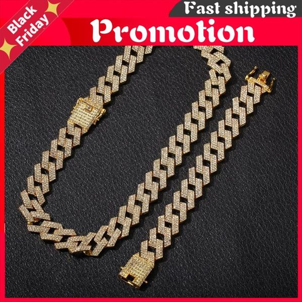 

Pendant Necklaces Uwin 20mm Hop Cuban Full Iced Out Rhinestones Necklace Bracelet Set Fashion Jewelry Wholesale