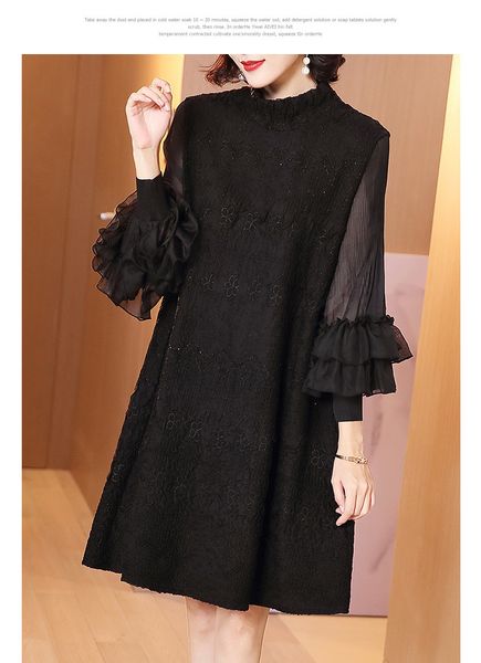 

warm fashi fold pure female dressed long collar dress stock application, Black;gray