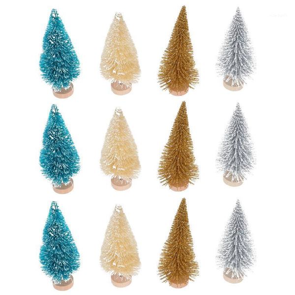 

christmas decorations 12pcs mini trees artificial snow pine xmas party home