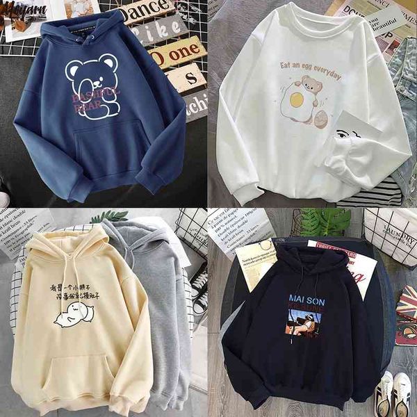 

student cartoon hooded sweater coat, Black