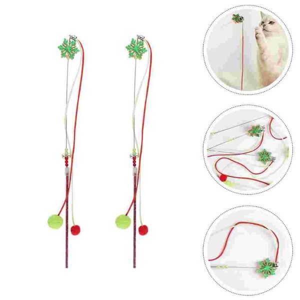

cat toys 2pcs christmas teaser sticks teasing rods flirting pet supplies