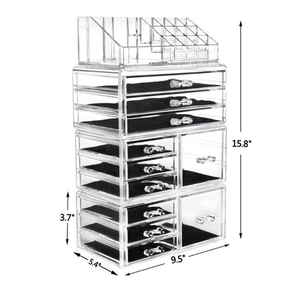 

sf-1122-10 4pcs / set plastic cosmetics storage rack transparent cosmetic bags & cases