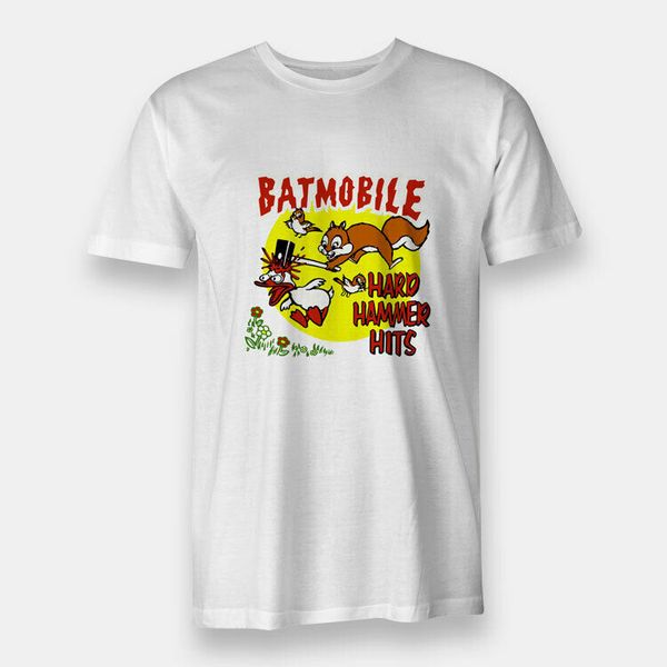 

rockabilly hard hammer hits batmobile men's t-shirt white, White;black