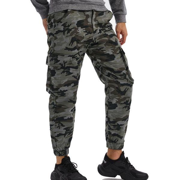 

men's pants cargo casual loose harem trousers cotton camouflage sweatpants men, Black