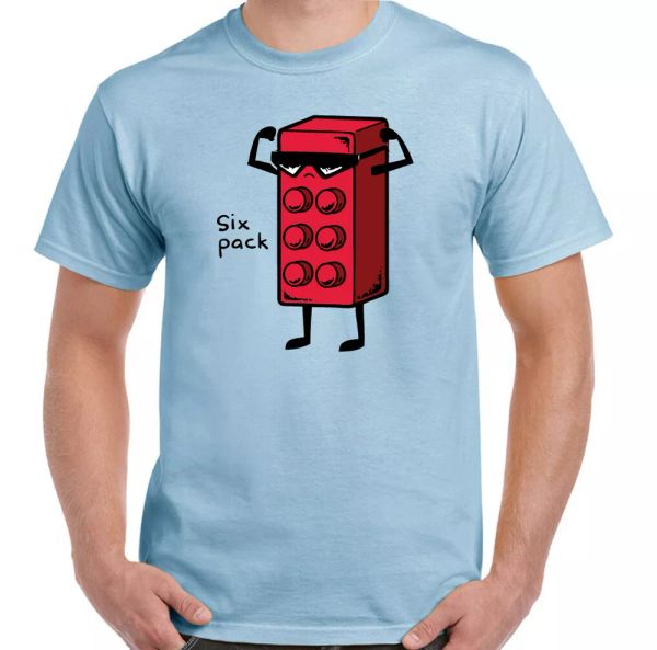 

six pack t-shirt, man funny gym training fat overweight fat, White;black