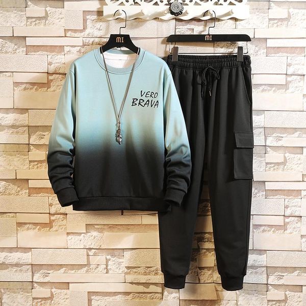 

men's tracksuits 2021 spring autumn set hoodies + pants suit fleece sweatshirt sportswear casual jogging, Gray
