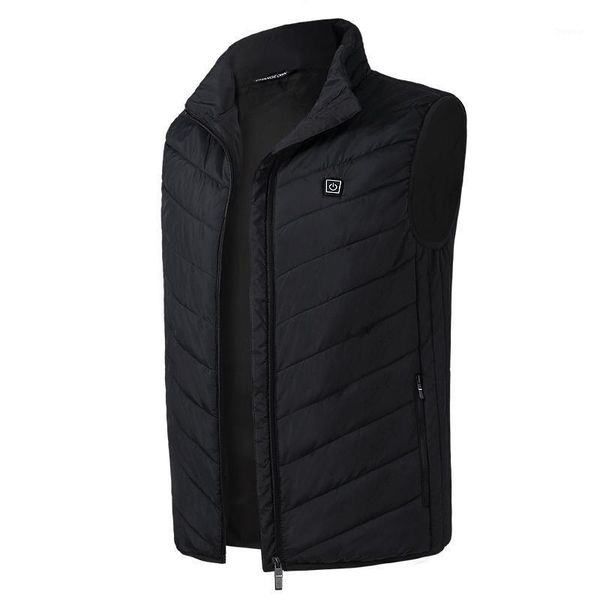 

men's vests winter mens usb electric heated sleevless jacket male outwear vest men comfortable casual thermal waistcoat, Black;white