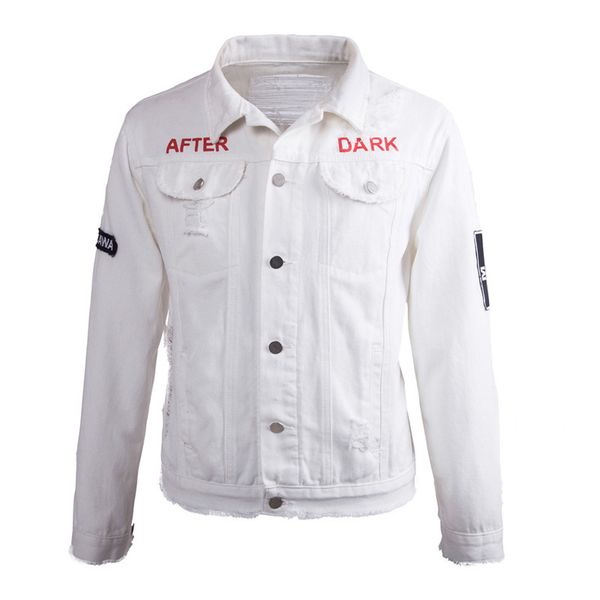 

Fashion Jacket Men's Air Burst Denim Washing and Printing, Black