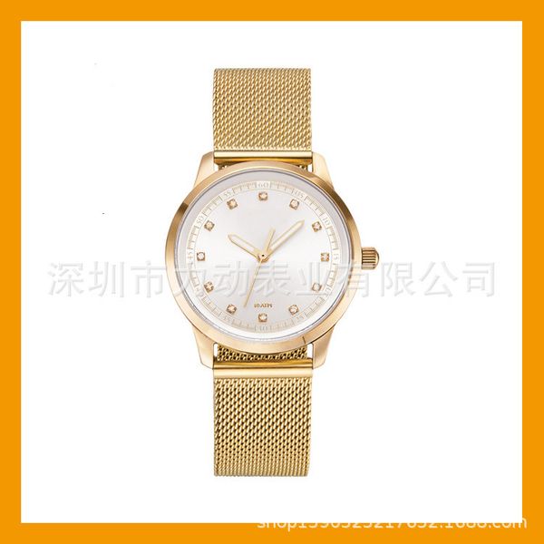 

stainless steel mesh belt furnace vacuum plating luminous lady's high grade quartz clock watch, Slivery;brown