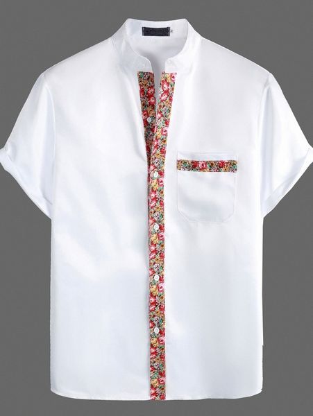 

men ditsy floral button through shirt j4hj#, White;black