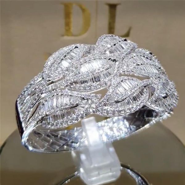 

wedding rings vagzeb silver color elegant women dazzling flower ring cz zircon anniversary engagement jewelry, Slivery;golden