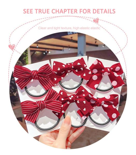 

hair accessories 2pcs tie children red bow ring girl baby clip cute fashion