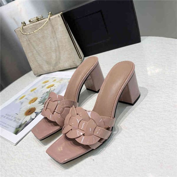 

sandals women fashion designers flat slides flip flops calfskin leather intertwining straps italy high heels summer outdoor shoes, Black