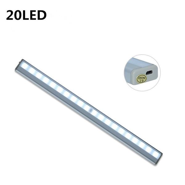

wireless 20 led usb rechargeable night light pir motion sensor under cabinet wardrobe closet kitchen lamp