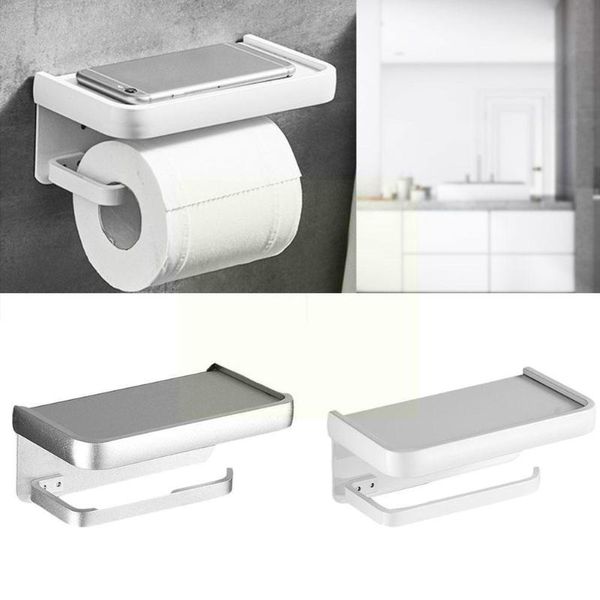 

toilet paper holders towel rack punching glue bathroom hardware aluminum wall-mounted phone holder set space shelf b8l1