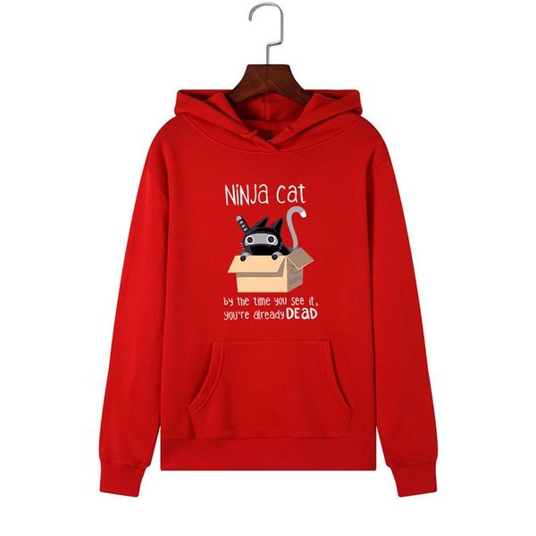 

women's hoodies & sweatshirts women autumn lovelu cat print hoodie pullover long sleeve clothes warm hooded sweatshirt winter coat har, Black