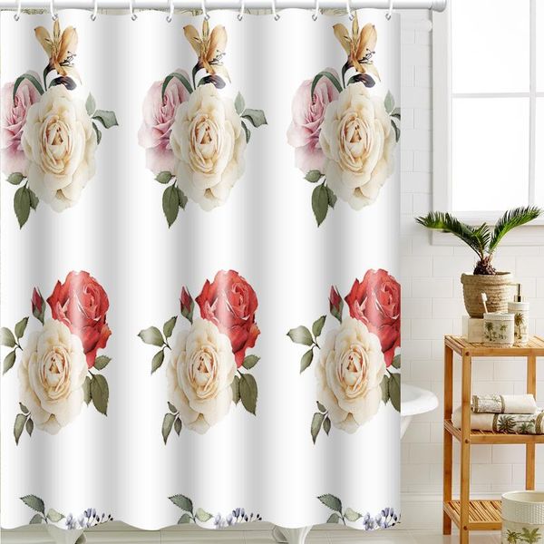 

bathlux beautiful rose flower printed peva shower curtain waterproof 70 x inch with hooks curtains