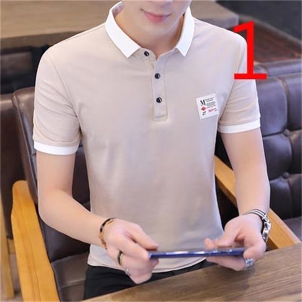 Camiseta T-shirt de manga curta dos homens Vestido de verão redondo Pescoço versão coreana da tendência de algodão fino 210420