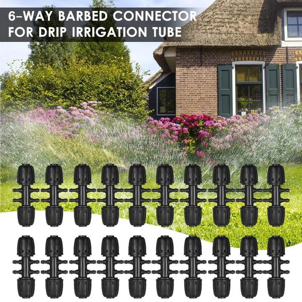 

watering equipments kkmoon 20 pieces barbed tee drip irrigation tubing connectors hose joint 5/8 inch to 1/4 6 way fittings adapter