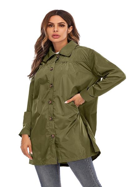 

women's waterproof outdoor hooded raincoat jacket trench coats, Tan;black
