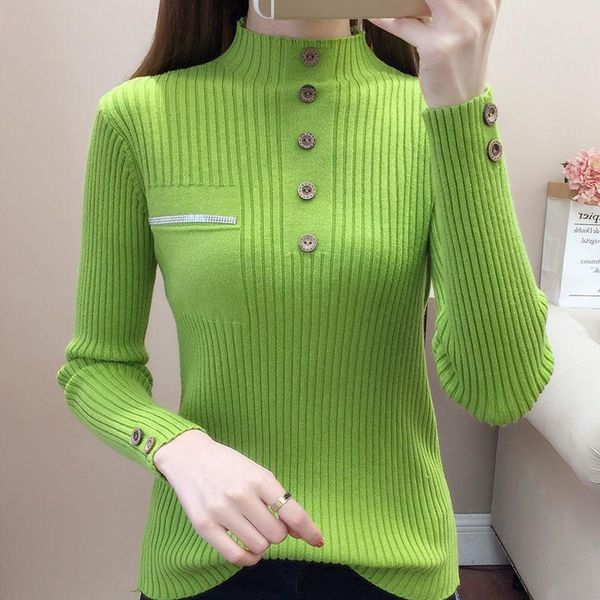 

women's sweaters 2021 autumn winter fashion women ladies half turtleneck slim knitted sweater female korean pull tight knit ribbed pull, White;black