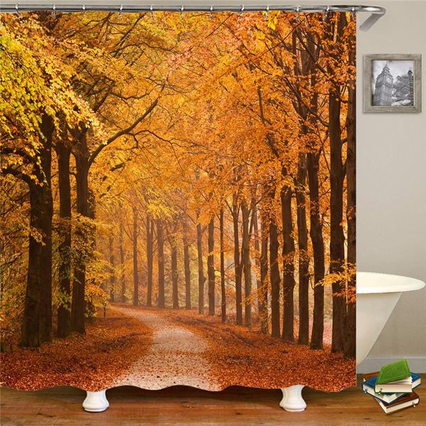 

quiet path shower curtain bathroom waterproof polyester leaf printing curtains