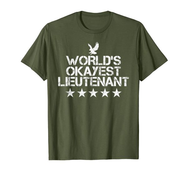 

worlds okayest lieutenant shirt funny military rank gift tee, White;black