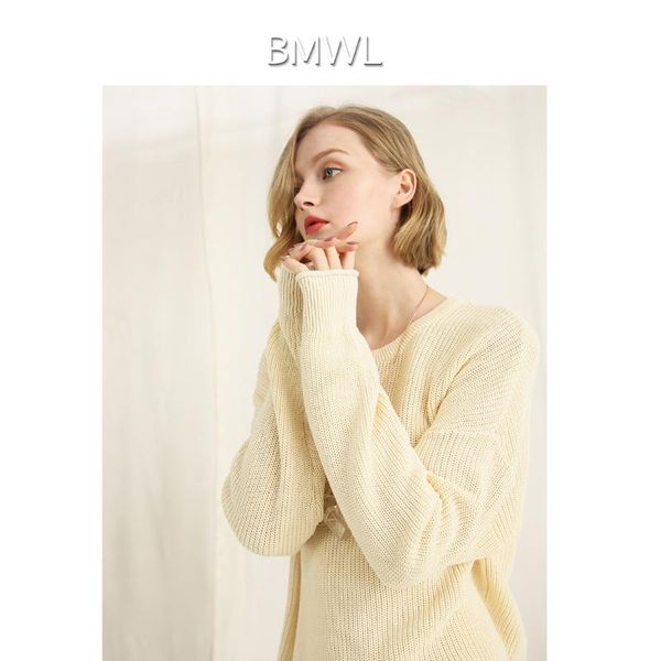 

women's sweaters sweater 2021 autumn and winter solid color cotton loose cover slimming long-sleeved, White;black