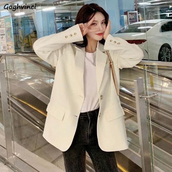

blazers women long sleeve solid trendy chic thickening single-breasted classic elegant womens streetwear ulzzang leisure cozy women's s, White;black