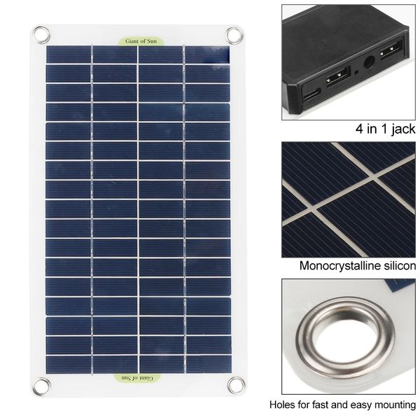 50 W Güneş Paneli Taşınabilir Esnek Monokristal Solar-Kit W / 10A / 30A / 60A / 100A Denetleyici - 10A