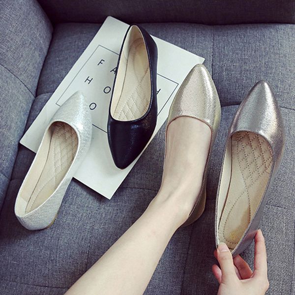 

New Fashion Flats Women Casual Shoes Pointed toe Slip-on Woman Boat Shoes Slim Office Ladies Shoes Big Size 42 TB030