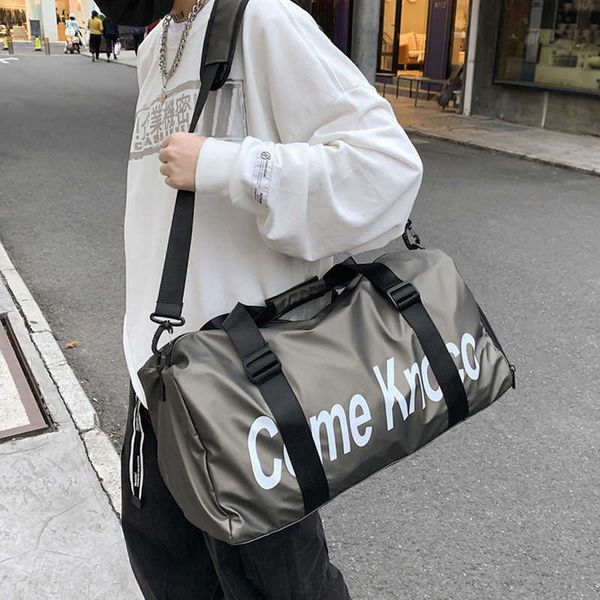 

fashion brand short distance travel busins trip large capacity hand men's dry wet separation couple's fitns bag for, Blue;pink