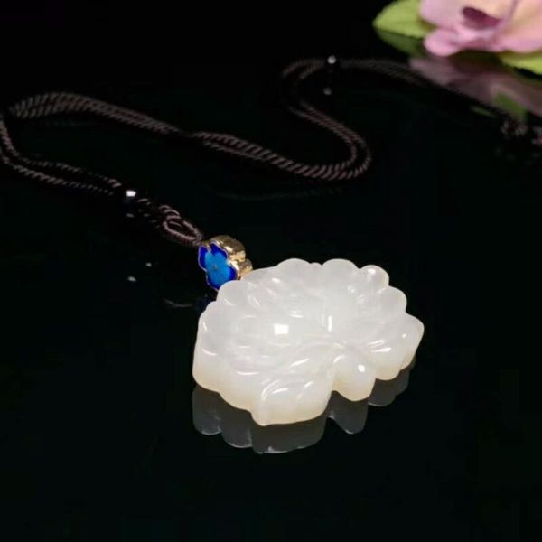 

hetian jade lotus and tian baiyu flower open rich pendanth08# lockets, Silver