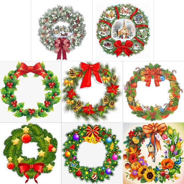 

diamond painting 5d diy christmas wreath full round drill cartoon art winter handmade gift 40x40cm