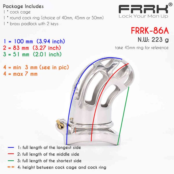 NXYCOCKRINGS FRRK Большое мужское Chastity Device Клетчатка Cage Metal Ремень Бондаж Моросовый Канал Замок Пенис Кольца Фетиш Блокируемые Секс-Игрушки Для Мужчин 1124