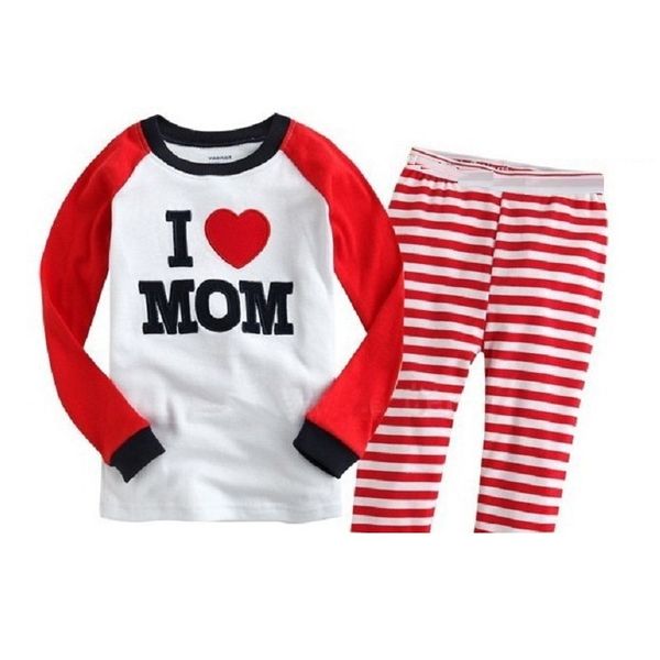 

spring baby girls pajamas 100% cotton long children pj's boys pijama girl home clothes kids sleepwear tee shirts +pant 210413, Blue;red