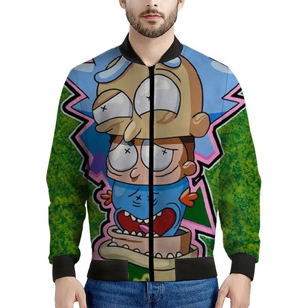 

old man anime pattern men s baseball jacket, high-quality, comfortable, warm, fashionable, travel, sports, party, commute, Black;brown