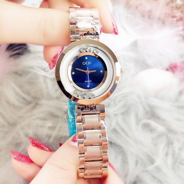 

watch quality women's casual fashion steel band diamond rose gold quartz student, Slivery;brown