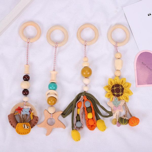 

4pcs/set baby room hanging decoration toys wood gym play ring-pull decor kids tents pendant gifts decorative objects & figurines
