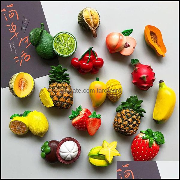 Magneti per il frigo Decorazioni per la casa Giardino Creativo 3D Frutta fresca Frigorifero Adesivi magnetici Decorazione della stanza degli alimenti Pino Limone Ciliegia Regalo Goccia D