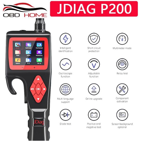 

jdiag p200 smart hook probe circuit tester for electrical system 9v-30v diode/oscilloscope test with multi language update diagnostic t