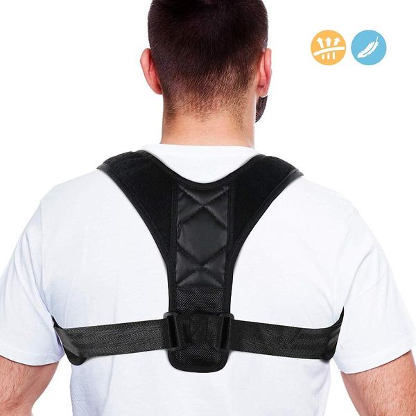 

men's body shapers back posture corrector adjustable clavicle brace comfortable correct shoulder support correction belt men shaper, Black;brown