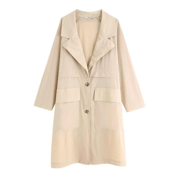 

women's jackets women jacket lapel collar coat litght weight female flowy trench with pockets outwear, Black;brown