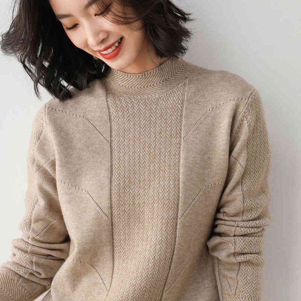 

women's sweaters spring and autumn, female cashmere sweater, half turtleneck, loose sweater cardigan pure lazy sweater. plfg, White;black